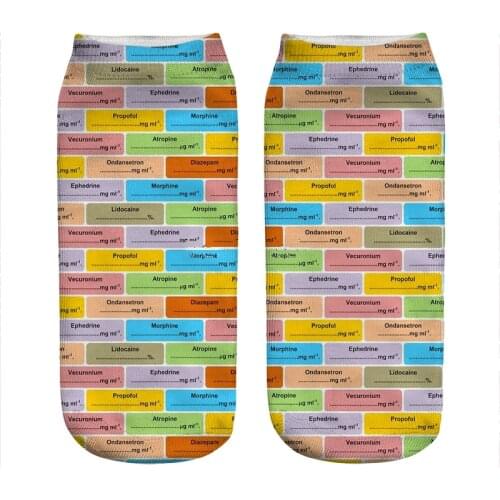 Womens socks kawaii Anesthesia Drug Label Printed Socks Woman harajuku Happy Funny Novelty cute girl gift Socks for women