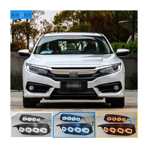 Latest design Flowing Turn Yellow Signal Function 12V Car DRL LED Daytime Running Light Daylight For Honda Civic 2017 2018
