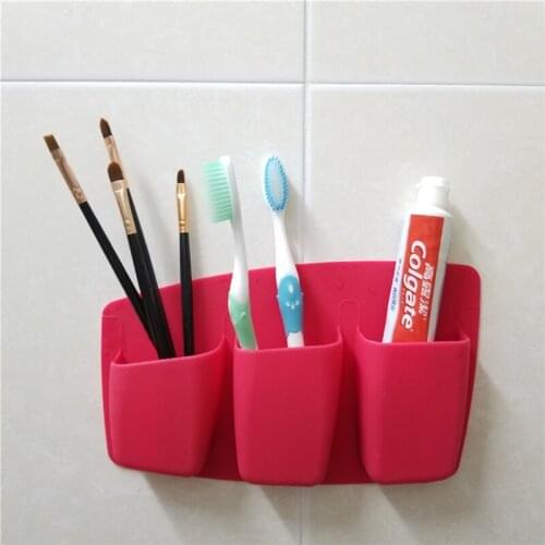 3 Lattices Cosmetic Make-up Brush Storage Box Suction Cup Test Organizador Multifunctional Cosmetic Holder storage box