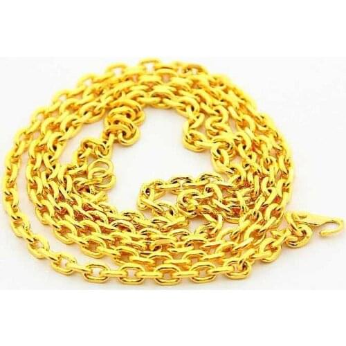 24k Gold Plating Pure Gold Color Yellow Gold Link Chain Necklace 1.5MM Box Chain Necklaces 45cm Long Necklace Wholesale Price