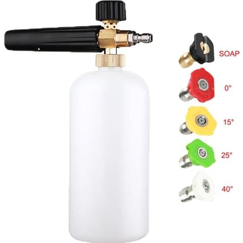 High Pressure Snow Foam Lance Foam Generator 1/4" Quick Release Foam Gun with 5 Spray Nozzles for High Pressure Car Washer