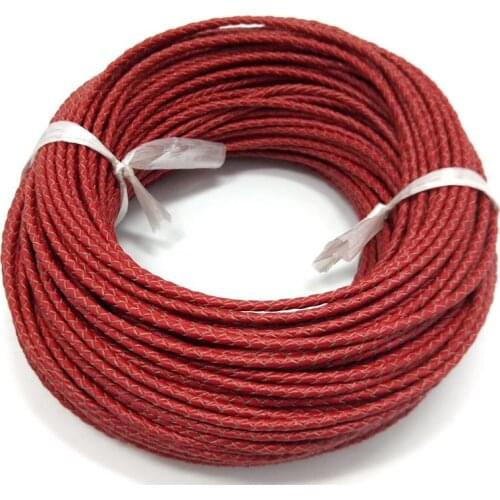 Red Good Quality True cowhide Braid Cord 3mm dia. Beading Wire Handcraft Accessories for bracelet necklace free shiping