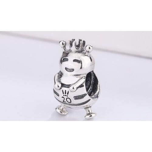 3D032 Fashion Luxury Charms 925 Sterling Silver The Buzzing Bee With Crown Beads Charms For Jewelry Making