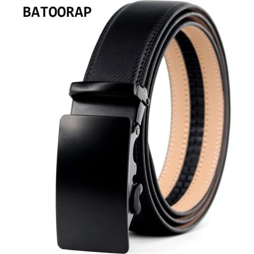 Mens Belts Genuine Leather Luxury Cowhide Ratchet Belt High Quality Alloy Automatic Buckle Black Waist Strap Male Formal Style