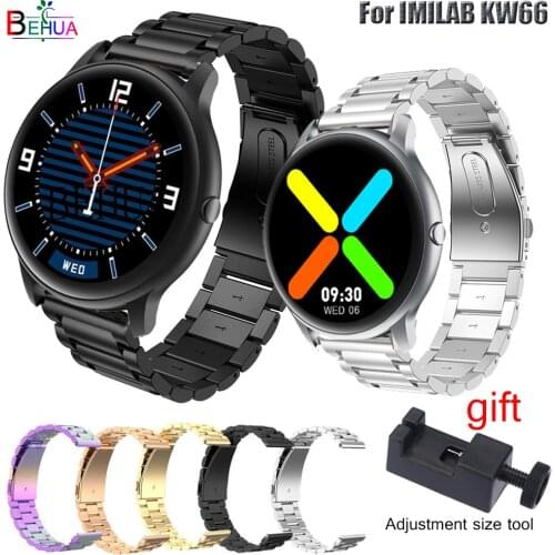 Stainless Steel Watchband For IMILAB KW66 / YAMAY SW022 SmartWatch Wristband Bracelet For Ticwatch Pro 3 Strap Replacement Metal
