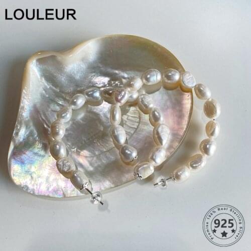 LouLeur Baroque Shaped Pearl 925 Silver Stud Earrings Elegant Korean Style Minimalist Earrings For Women Fine Jewelry 2020 New
