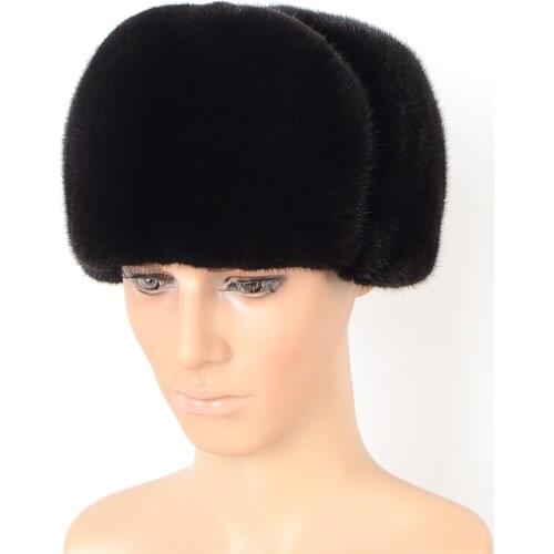Hats Fur Mink Black Mens Hats Autumn-winter Mink Fur Casual Hat Mink Hat Real Fur 2020 New Cap For Man