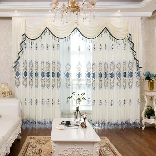 Luxury European Style Embroidery Curtains for Living Room Thickening Heigh Shading Curtains for Bedroom Home Curtain Decoration