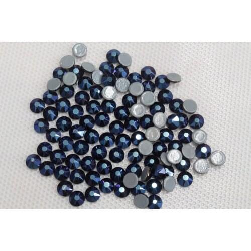Top quality hotfix rhinestones! 16 faces cut 8 big + 8 small star cut ss16 ss20 blue hematite iron crystal flat backs
