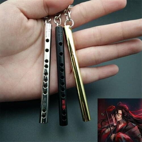 Takerlama 1PCS 8CM Mo Dao Zu Shi Cosplay Keychain Wei Wuxian Costume flute Key Chain Ring Anime Props
