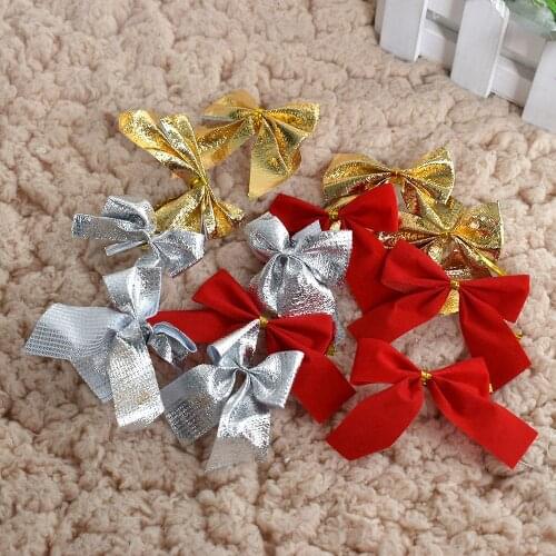 Pretty Bow Xmas Ornament Christmas Tree Decoration Festival Party Home Bowknots Baubles Baubles New Year Decoration 12PCS