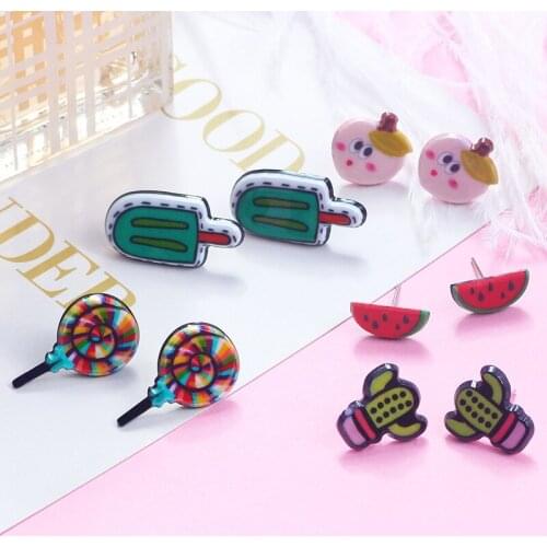 Harajuku Style Cartoon Wave board Sugar Earrings Sweet Cute Girl Heart Doodle Personality Jewelry Creativity Birthday Gifts