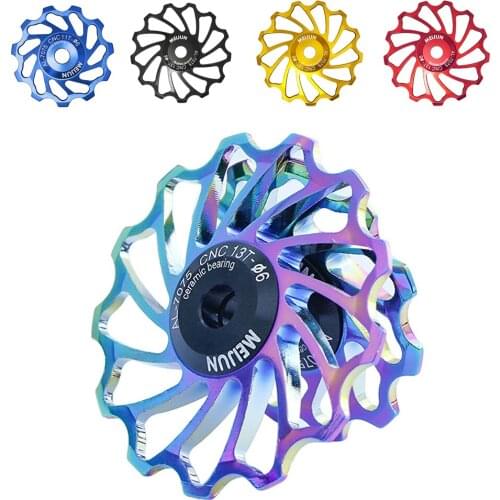 Bike Rear Derailleur Pulley, Bicycle Ceramic Bearing Jockey Wheel Aluminium Alloy Rear Derailleur Guide Roller 11T/13T 2pcs