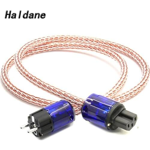 Haldane High Quality 7NOCC Hifi 24TC Audiophile European AC Power Cord Cable Hi-End Schuko US EU Rhodium plated Power Plug