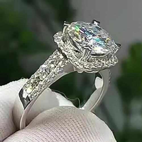 Milangirl Luxury White Austrian Crystal Big Square Stone Rings For Women Zircon Wedding Bands Engagement Ring