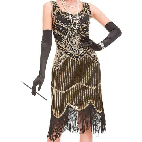 Plus Size Vintage Bridal 1920s Deco Great Gatsby Beaded Sequin Stella Flapper Dresses with Sleeveless 20s Fringed