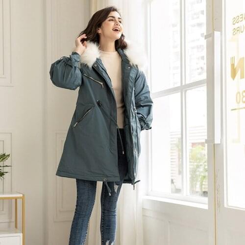 Winter Coat Women 2019 New Stylish Female Jacket Thick Warm Cotton Padded Jacket Outerwear Hooded Parkas Blue Clothing AA5247