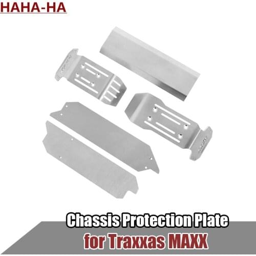 1 Set Stainless Steel Chassis Armor Skid Plate Bumper Protector for 1/10 RC Monster Truck Traxxas Maxx Upgrade Spare Parts