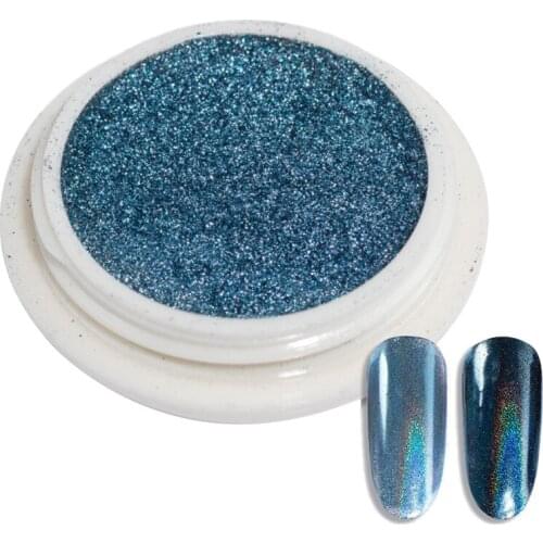 1 Box Laser Nail Powder Glitters Holographic Gradient Sparkly Dust Chrome Silver Pigment for UV Gel Polish Nail Art Decoration
