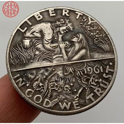 1961 Follow for Love Hobo Nickel Coin Bronze Bell Half Dollar Copy Coin Tramp Copper Coins Collectibles