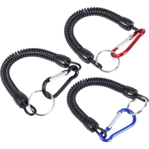 5Pcs Fishing Lanyards Elastic Fishing Rope Boating Lanyards With Camping Carabiner Buckle Secure Lock Boating Rope
