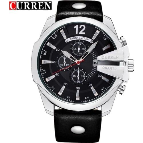 Curren 8176 Men Watches Top Brand Luxury Gold Male Watch Fashion Leather Strap Outdoor Casual Sport Wristwatch With Big Dial