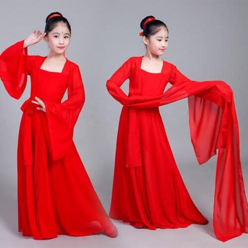 Childrens Yangko Dance Costumes Classical Fairy Clothes Dress Water Sleeves Hanfu National Traditional Stage Costumes