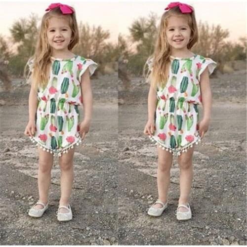 Baby Girls Bodysuits One-Pieces Rompers Cute Newborn Baby Girl Tassel Rompers Jumpsuit Printed Baby Girls Summer Clothes 0-24M
