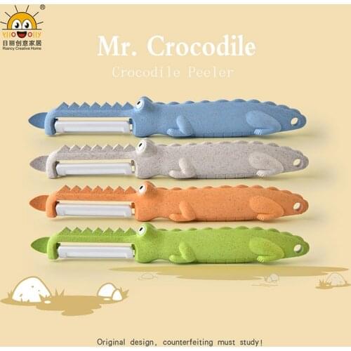 Eco-Friendly Crocodile Wheat Straw and Ceramic Fruit Knife Vegetable Fruits Carrot Peeler Potatoes Apple Fish Scales Peeling