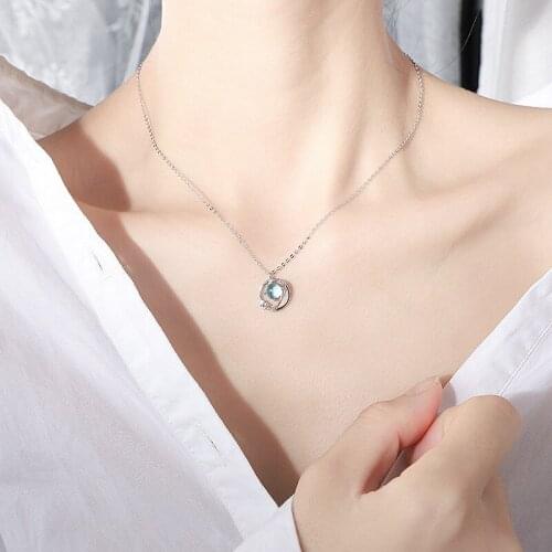 Elegant Chic Sliver Choker Necklace For Women Creative Blue Crystal Wedding Party Jewelry Ladies Chain Pendant Necklaces Gifts