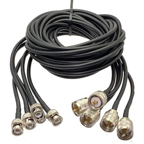 5-10Pcs RG58 UHF PL259 Male Plug to BNC Male Crimp Connector RF Pigtail Coax Jumper Cable Wire terminals 4inch~10FT