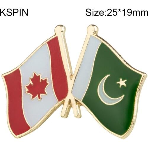 Canada & Pakistan Friendship Flag Badge Flag Brooch National Flag Lapel Pin International Travel Pins Collections KS2025