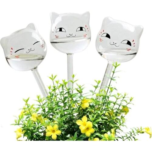 3 Pcs Cat-shaped Self Watering Bulbs Clear Glass Plant Water Plant Self-watering Tool
