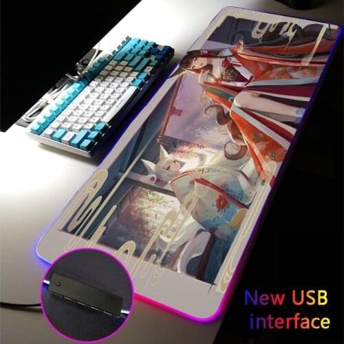 RGB Mouse Pad USB Hub Anime Girl Azur Lane MousePad Rugs Four USB Docking Dock Typec Interface Multi-interface Desk Mat Carpets