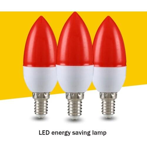 Red 3W 5W European Style Lamp E14 E27 LED Candle Bulb Energy Saving Lamp LED Chandelier Spotlight Candle Lamp Home Decoration
