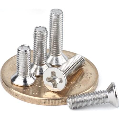 M2 M2.5 M3 M4 Phillips Flat Head Machine screw Metric Threaded Countersunk Head Bolt Steel Nickel Plated