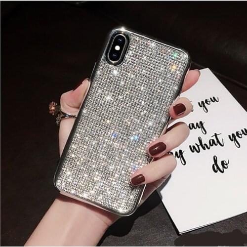 Fashion Jewelled Glitter Gold and Silver Phone Case For iPhone 11 12 Pro X XR XS Max SE 2020 7 8 Plus Shockproof Soft PC Cover