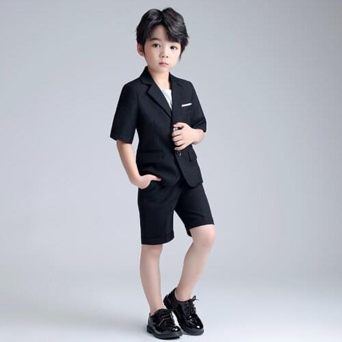 2021 Fashion solid-color boys suit sets gentleman flower wedding boys suits costume summer baby childrens dress set 3pcs