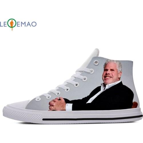 Custom Spring Autumn Canvas Shoes Ron Perlman High Quality Handiness Flats Mens Casual Shoes Comfortable Big White Zapatillas