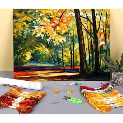 Morning est Printed Water-Soluble Canvas 11CT Cross-Stitch DIY Embroidery Full Kit DMC Threads Needlework Handiwork Decor