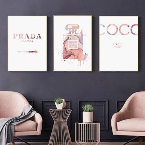 3 Pieces Nordic Perfume Wall Art Canvas Painting Fashion Woman Posters and Prints Modern Pictures for Living Room Home Decor