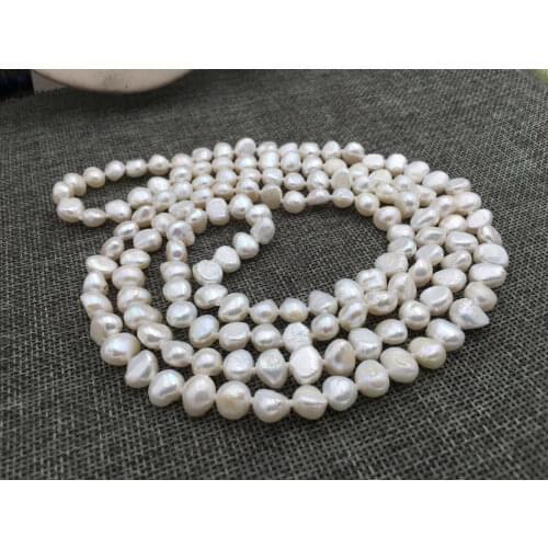 Natural 48" 8-9mm white baroque freshwater pearl necklace
