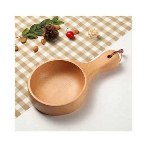 Natural beech Japanese large wood bowl / handle salad / fruit / kimchi bowl / creative home tabl