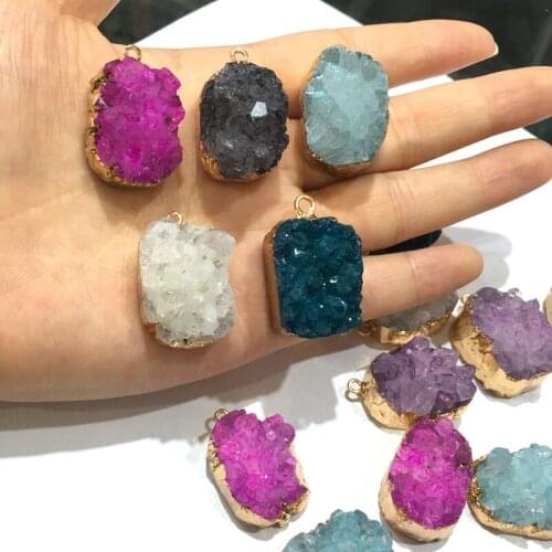 Natural Stone crystal Water drop shape Pendants Crystals Cluster Exquisite charms for Jewelry Making DIY Necklace Accessories