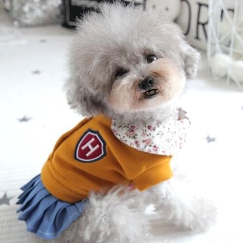 New Pet Clothes British Style Dog Clothing Teddy School Cotton Costume Hoodies Skirt For Girls Boys Puppy Cats Chihuahua Poodle