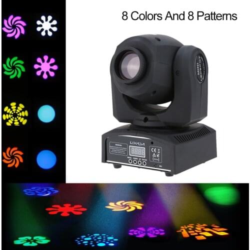Lixada DMX-512 Mini Moving Head Light 8 Colors Changing LED Stage Light with Shapes Automatic Professional 9/11 Channel Party