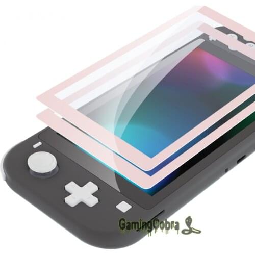 2 Pack Sakura Pink Border Transparent HD Clear Saver Film Tempered Glass Anti-Scratch Screen Protector for NS Switch Lite