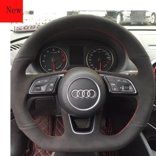 DIY Suede Leather Hand Sewn Steering Wheel Cover for Audi A3 A4L A5 A6L Q5 TT A7 Q3 Q7 Q2L Car Accessories