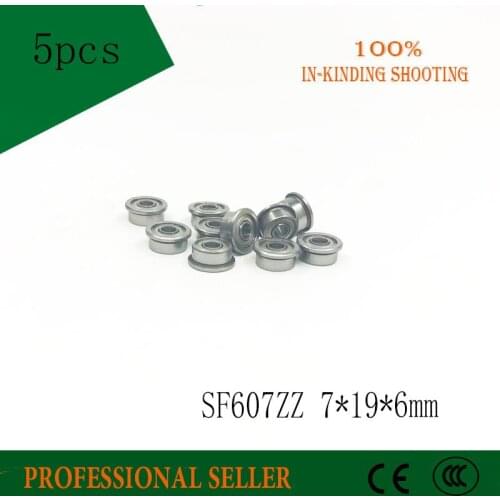 SF607ZZ 5PCS Free Shipping stainless steel flange bushing F607 F607-2Z F607ZZ ball bearing 7*19*6 mm*22mm*1.5mm