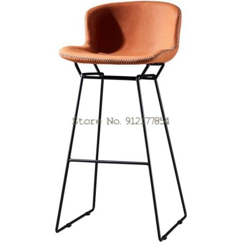 Nordic Bar Stool Modern Minimalist High Stool Bar Home High Stool Backrest Light Luxury Bar Stool High Chair